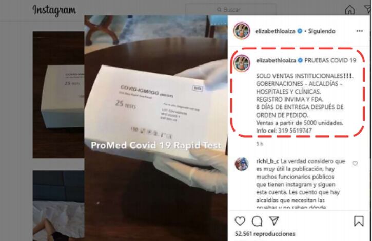 Publicidad pruebas covid.