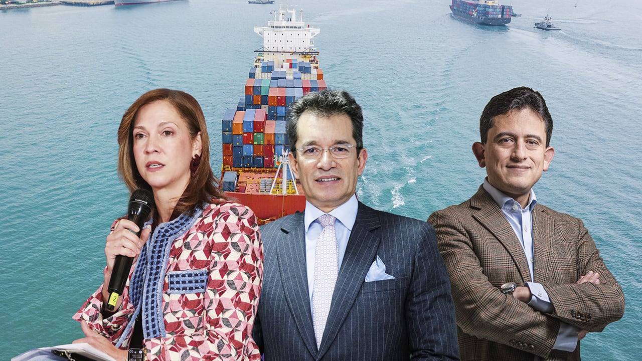 María Claudia Lacouture, presidenta de AmCham; Javier Díaz, presidente de Analdex, y Luis Carlos Reyes, exministro de Comercio y exdirector de la Dian.