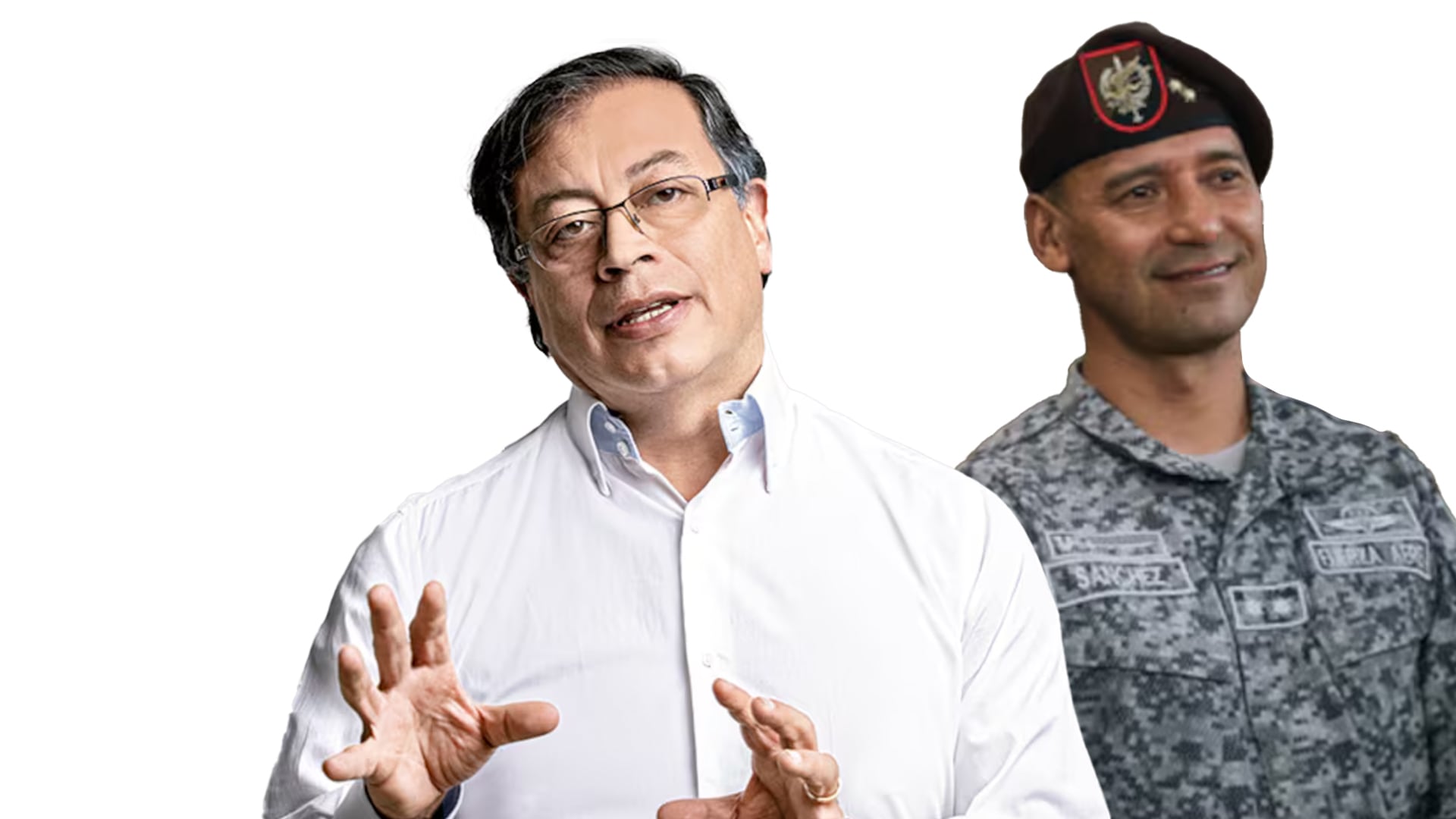 El presidente, Gustavo Petro, y el general Pedro Sánchez, designado ministro de Defensa