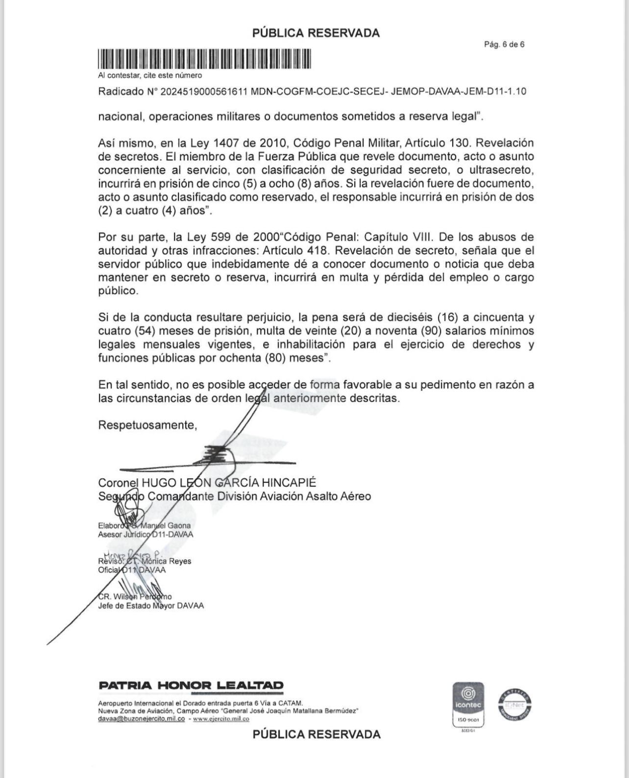 Esta es la temeraria respuesta del Ejército sobre los accidentes de sus helicópteros. Advierte cárcel para los uniformados que entreguen información sobre los siniestros.