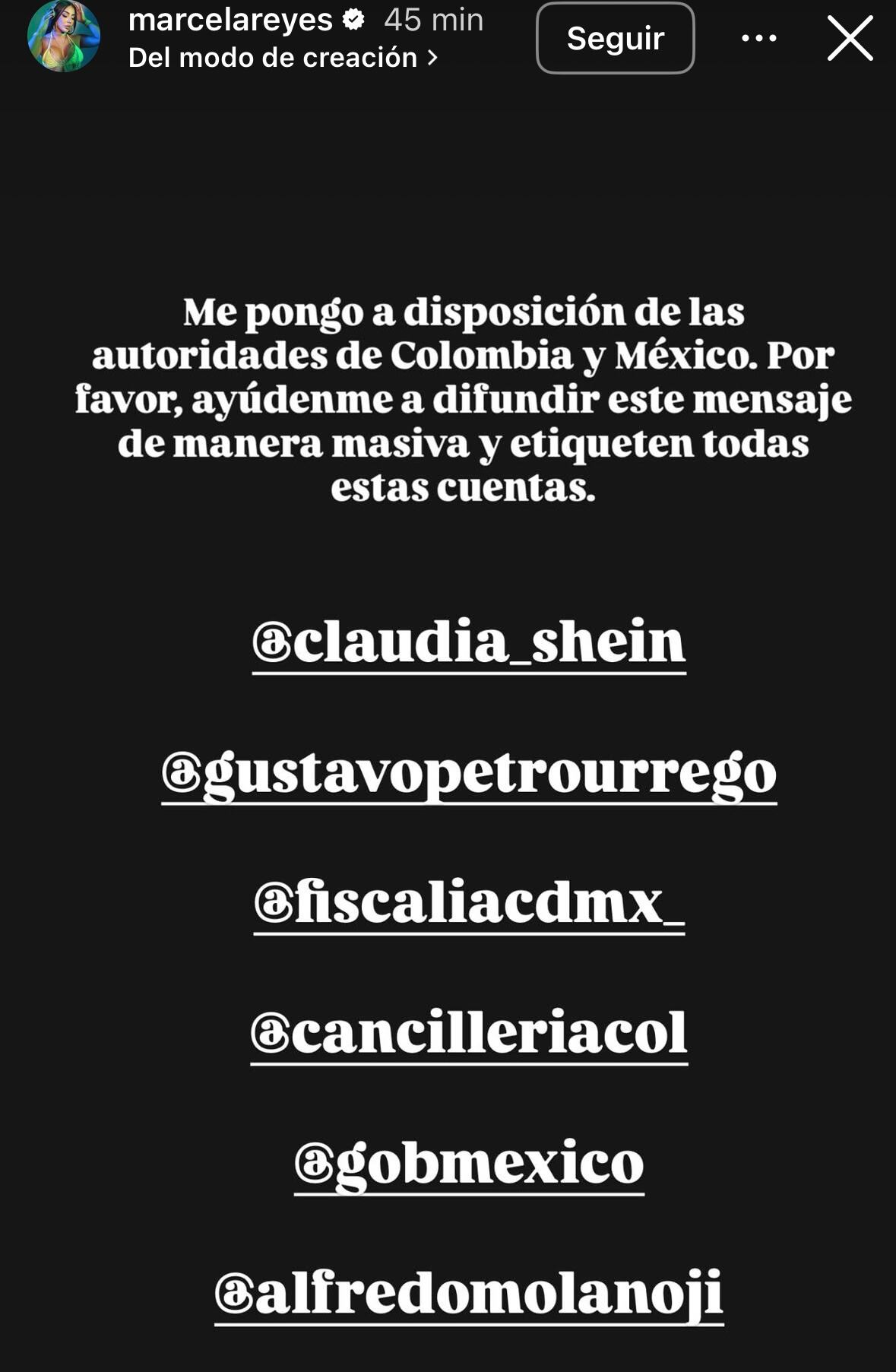 La DJ envió mensaje a autoridades mexicanas y colombianas.