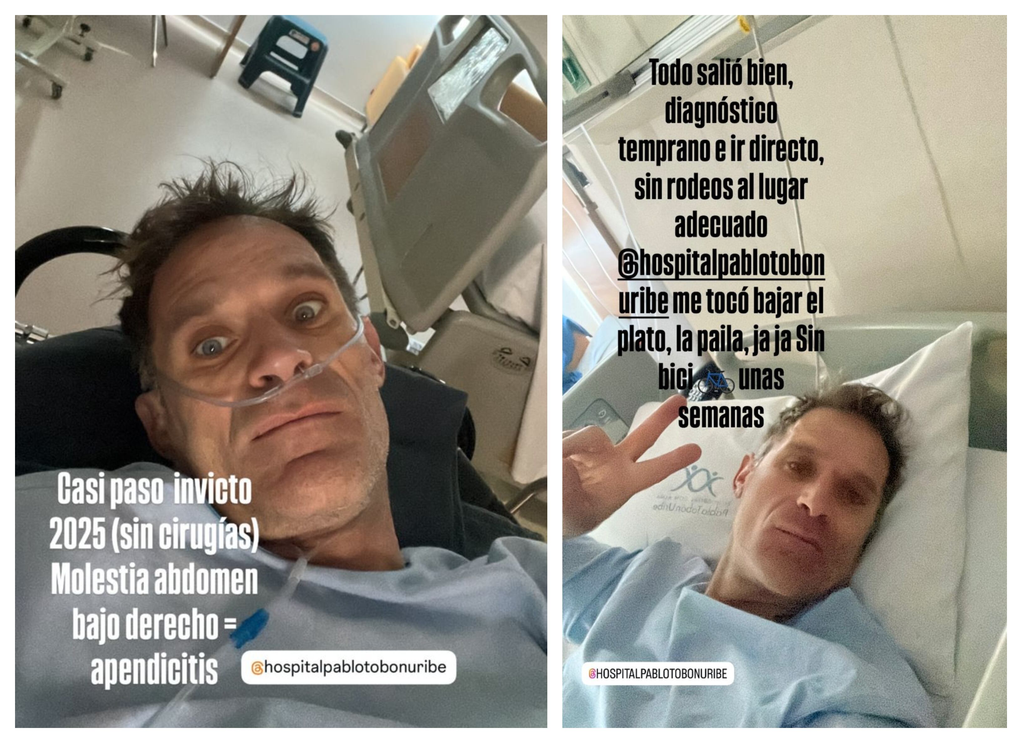 Santiago Botero, intervenido quirúrgicamente por una apendicitis.