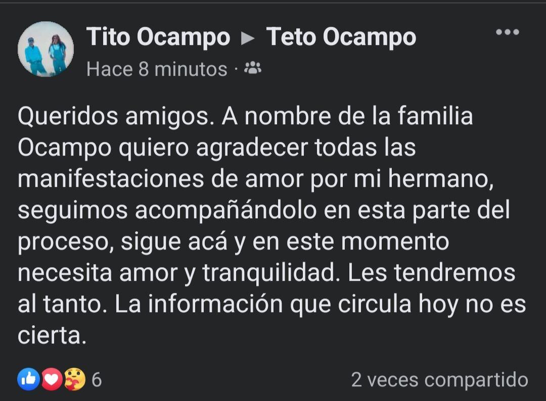 El hermano del artista se pronunció sobre noticia falsa.