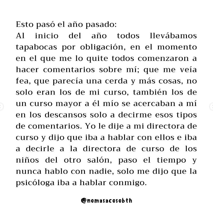 Este es el Testimonio #29 recopilado por la cuenta de Instagram @nomasacosobth para denunciar los presuntos casos de acoso sexual, maltrato, bullying y homofobia en el colegio Las Bethlemitas.