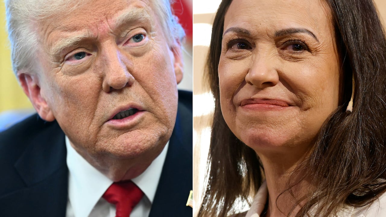 El presidente estadounidense Donald Trump y la líder opositora venezolana María Corina Machado.