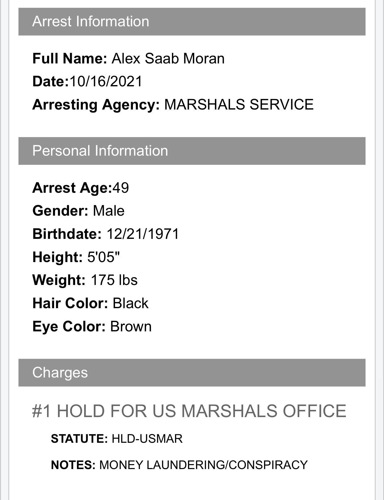 Ficha policial Álex Saab