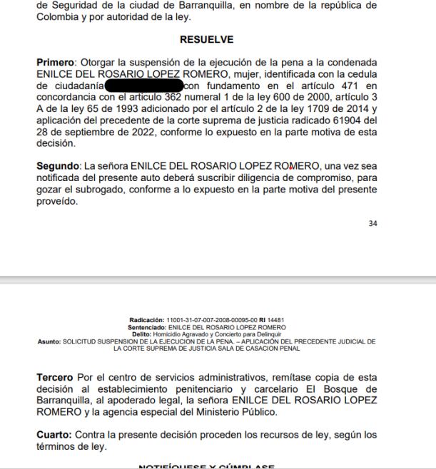 Enilce López, más conocida como La Gata, quedó en libertad.