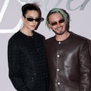 J Balvin junto a su esposa Valentina Ferrer durante el desfile de Louis Vuitton Menswear Ready-to-wear Fall-Winter 2025/2026 en la Semana de la moda masculina de París