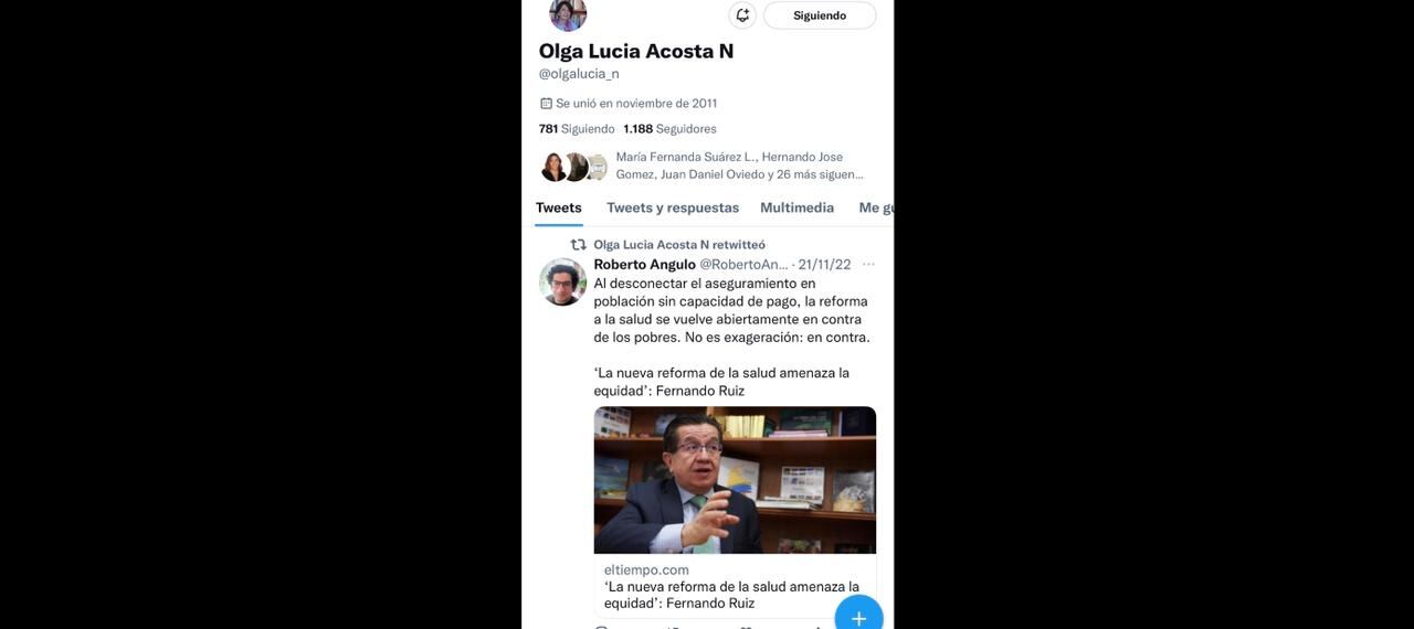 Uno de los mensajes que compartió en su cuenta de Twitter la nueva integrante de la junta directiva del Banco de la República.