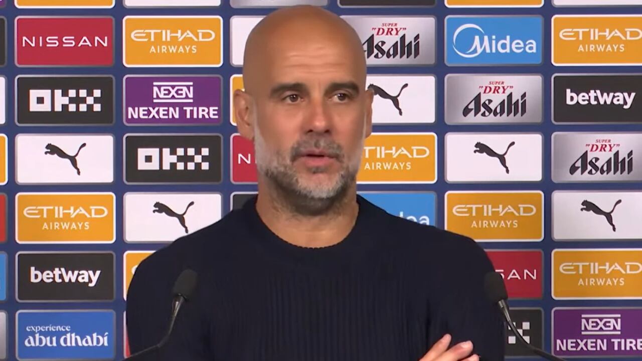 Pep Guardiola en rueda de prensa.