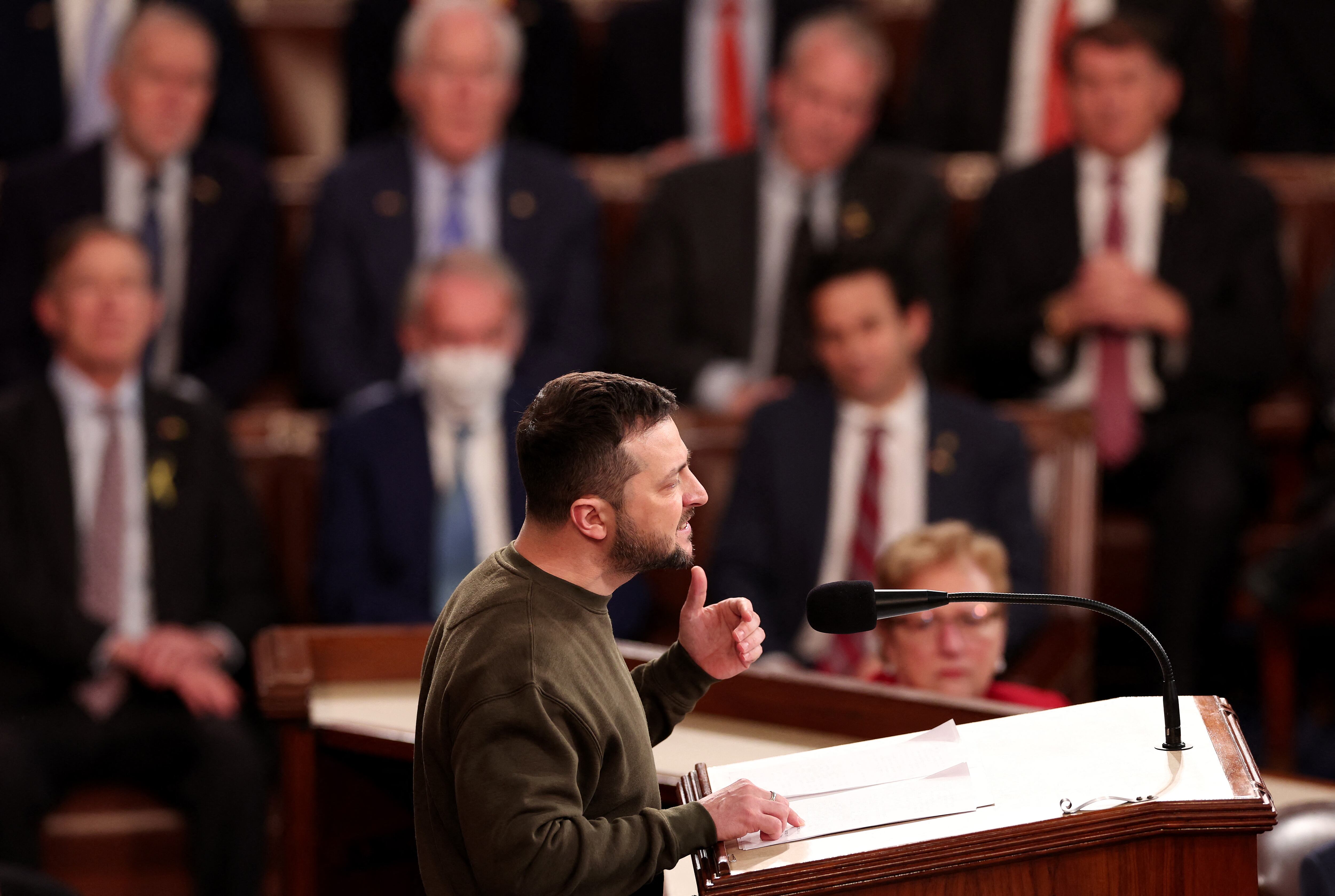 El presidente de Ucrania, Volodímir Zelenski en su discurso en el Congreso de Estados Unidos.
