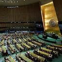 El presidente de Irán, Ebrahim Raisi, se dirige al 78º período de sesiones de la Asamblea General de las Naciones Unidas en la ciudad de Nueva York, EE.UU.
