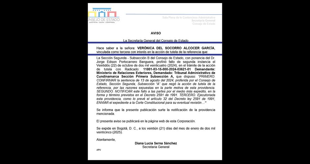  El Consejo de Estado está a punto de tomar una decisión de fondo frente a las gestiones diplomáticas de Alcocer.