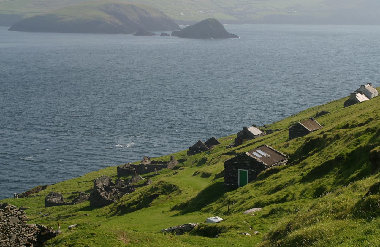 Isla Great Blasket, Irlanda - El camino que conduce al puerto está cubierto de maleza.