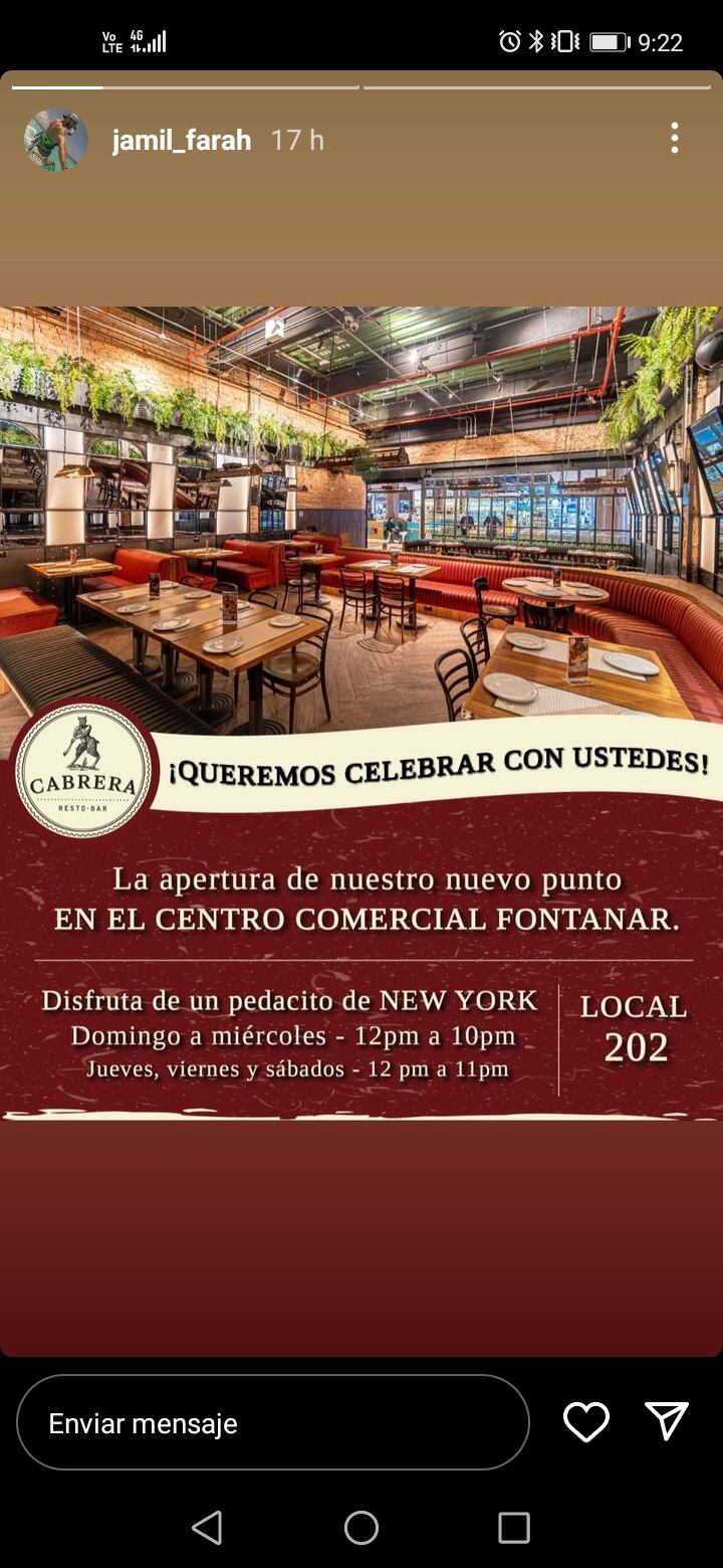 Jamil Farah también invito a sus seguidores al establecimiento