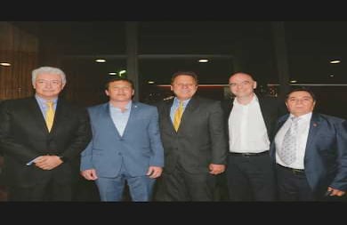 José Fernando Perdomo, Alejandro Domínguez, Ramón Jesurum, Gianni Infantino y Álvaro González.