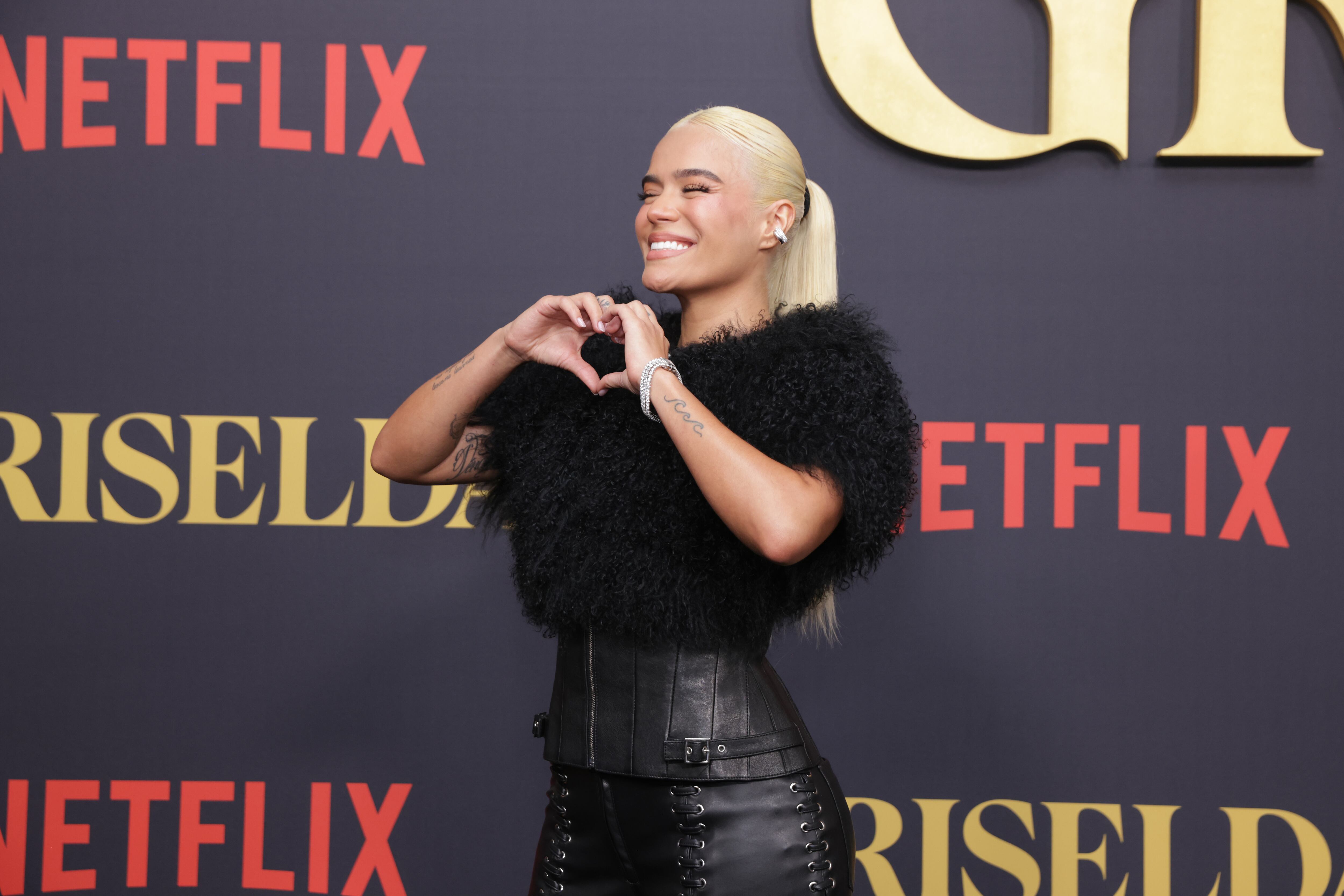 Karol G attends the Miami premiere of "Griselda" at The Fillmore Miami Beach (Photo by Mireya Acierto/WireImage)