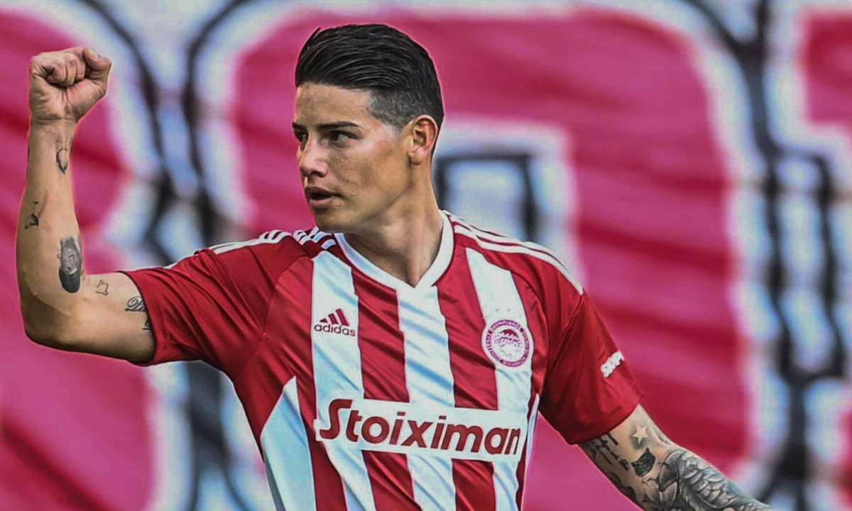 James Rodríguez, Olympiacos. Foto: Twitter oficial Olympiacos FC (@olympiacosfc)