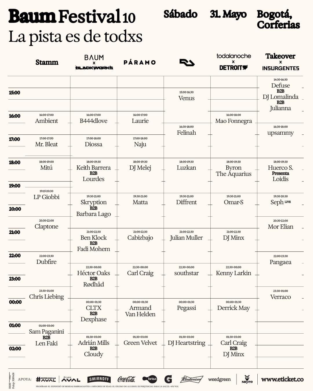 Así sonará el sábado 31 de mayo.