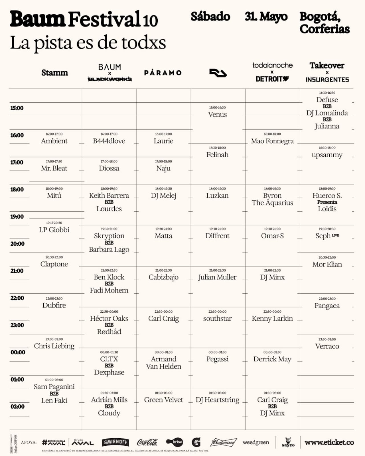 Así sonará el sábado 31 de mayo.