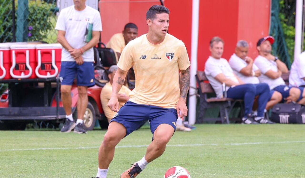 James Rodríguez en las primeras prácticas del 2024 con São Paulo