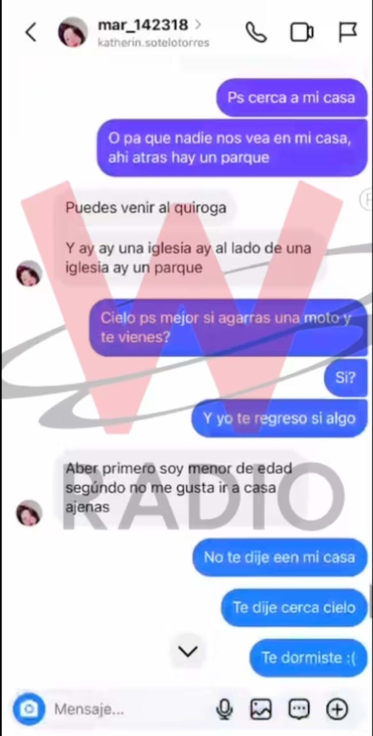 La conversación fue revelada por la emisora este domingo.