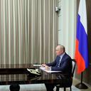 Russian President Vladimir Putin is shown during his talks with U.S. President Joe Biden via videoconference in the Bocharov Ruchei residence in the Black Sea resort of Sochi, Russia, Tuesday, Dec. 7, 2021. The video call between U.S. President Joe Biden and Russian President Vladimir Putin, during which the two leaders are expected to discuss tensions over Ukraine. (Mikhail Metzel, Sputnik, Kremlin Pool Photo via AP)