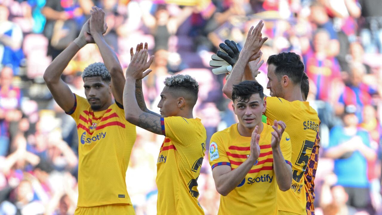 Jugadores del Barcelona celebrando la victoria sobre Atlético de Madrid