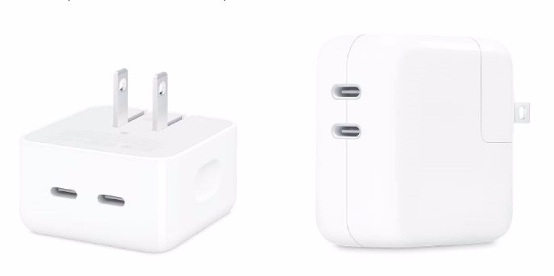 Adaptador de carga dual USB-C de 35 W de Apple. Foto: Europa Press.