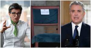 La silla vacía del presidente Duque en el acto de reconciliación liderado por la alcaldía de Bogotá.