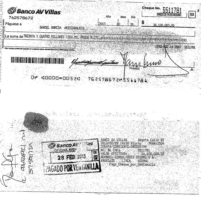 CHEQUE GARCÍA ARIZABALETA