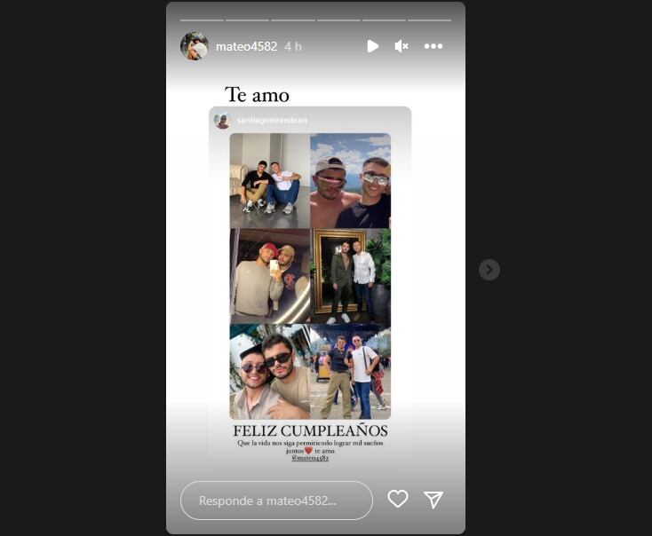 Mateo Villegas mostró a su pareja en redes sociales