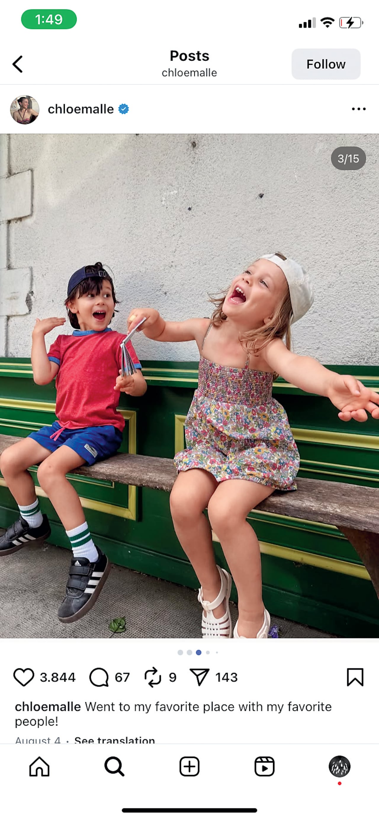 Chloe y Graham tienen dos hijos: Louis, llamado en honor de su abuelo Louis Malle, de 5 años, y Alice, de 3.