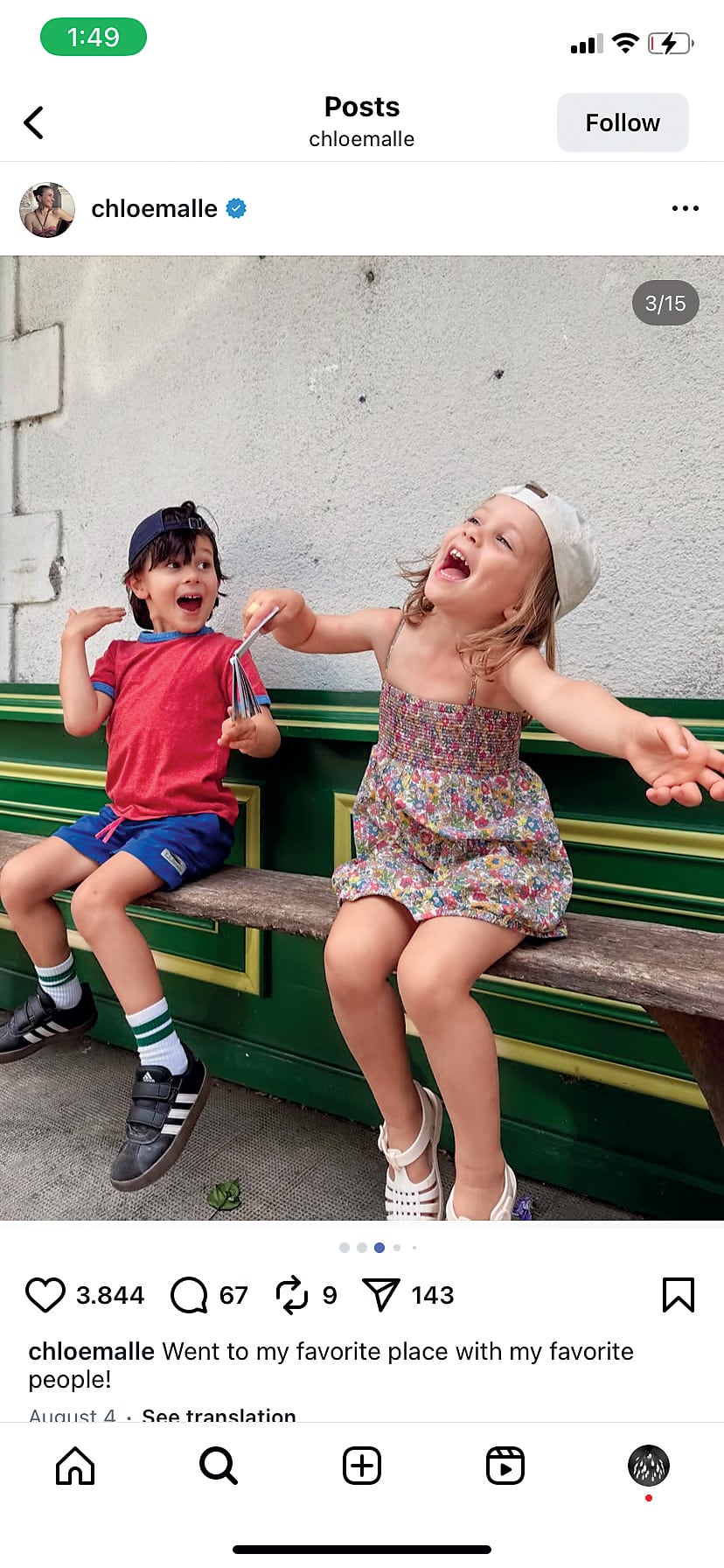 Chloe y Graham tienen dos hijos: Louis, llamado en honor de su abuelo Louis Malle, de 5 años, y Alice, de 3.