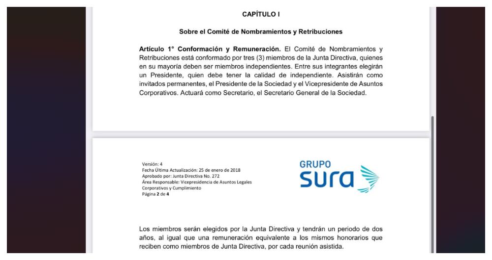 Reglamento del comité de nombramientos y retribuciones del Grupo Sura