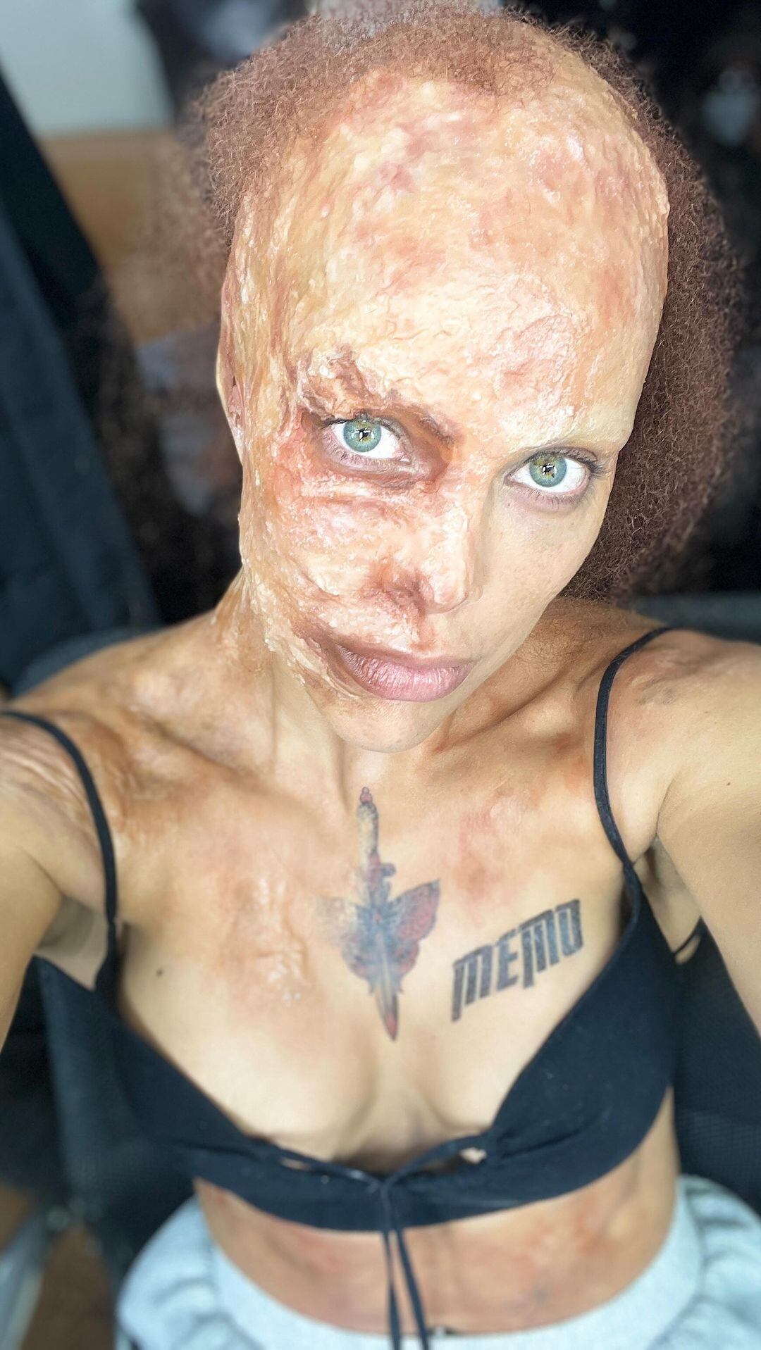 Así quedó Sara, lista para su escena final. Foto: Instagram @saracorrales.