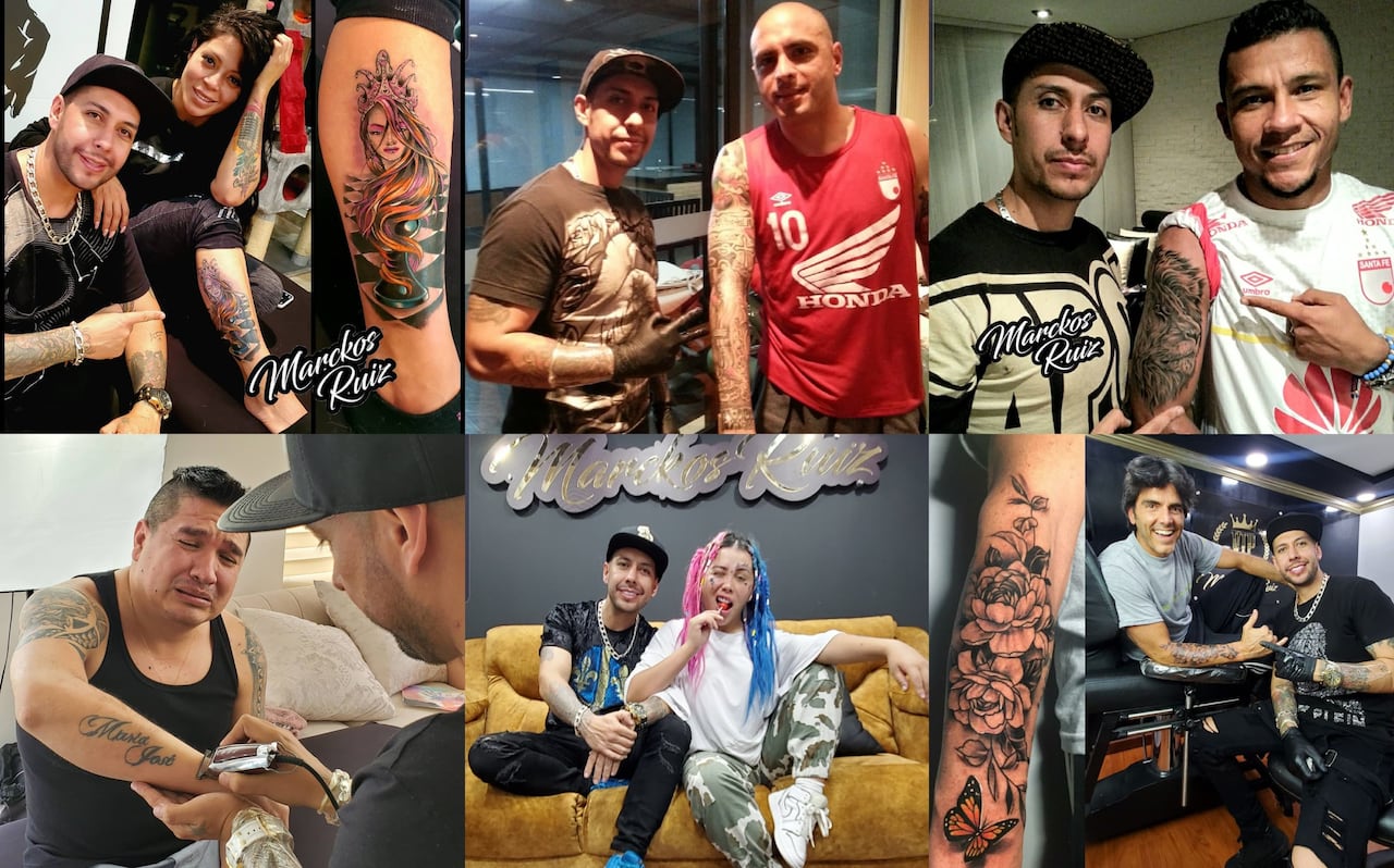 Varios famosos han pasado por el estudio de Marckos Ruiz. En la imagen: Marbelle, Omar Pérez, Wilson Morelos, Boyacoman, Yina Calderón y Ernesto Calzadilla.