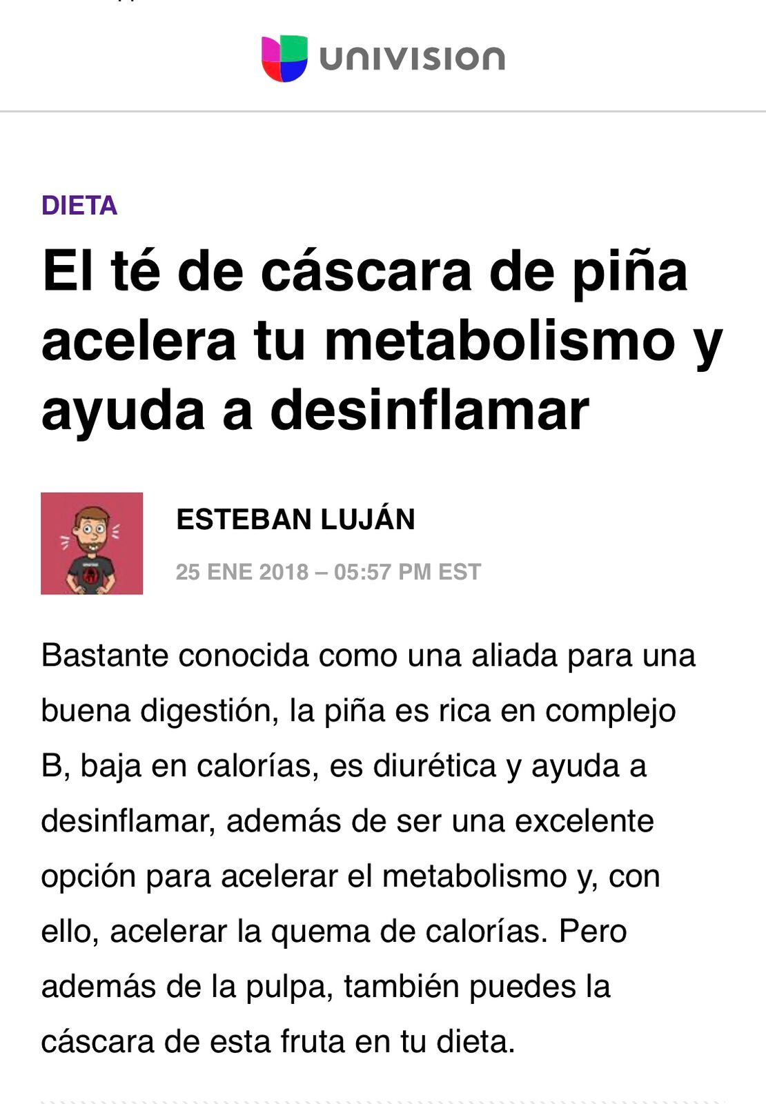 El artículo de Univisión