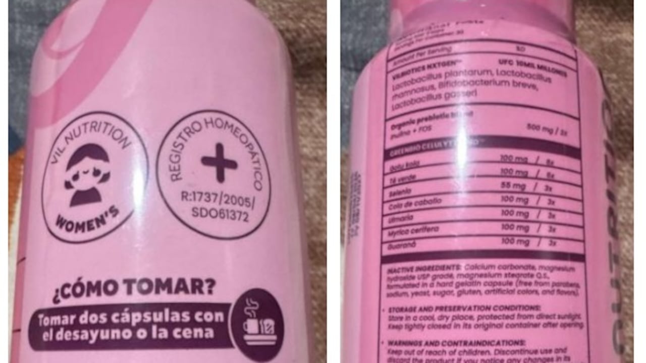 Alerta sanitaria por Vil Nutrition Women's: no tiene registro del Invima.