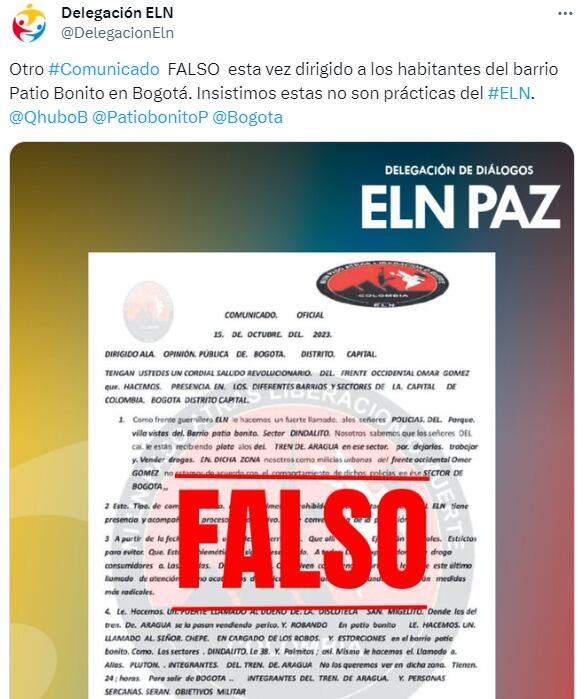 Panfletos intimidatorios en barrios de Kennedy generan temor: ELN asegura que no son suyos y niega relación con el Tren de Aragua