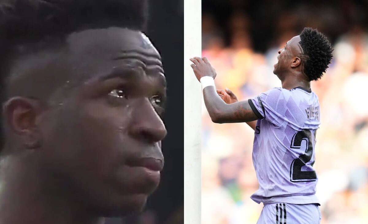 Vinicius Junior en lágrimas tras los insultos racistas en su contra.