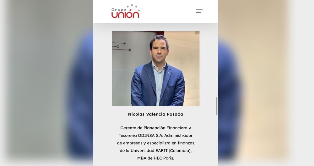 Nicolás Valencia Posada, gerente de planeación financiera y tesorería de Odinsa S.A.