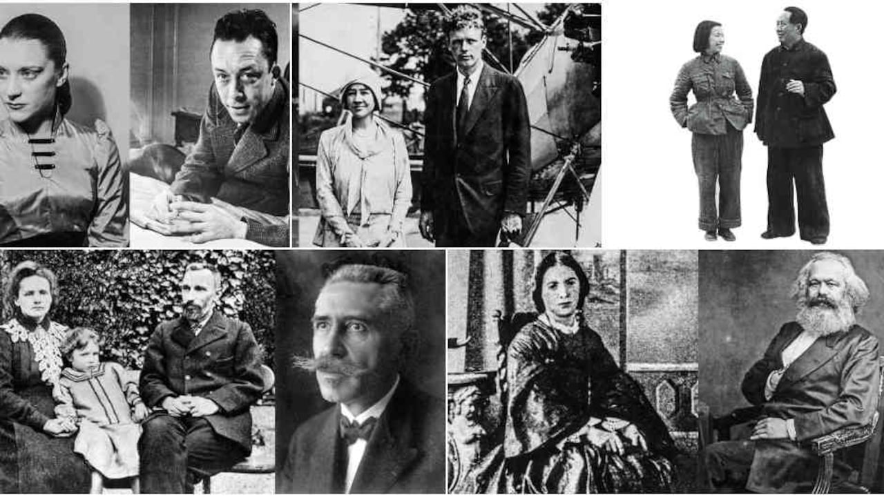 Entre las historias que Daniel Samper Pizano escribió en su libro 'Insólitas parejas' están: Albert Camus y María Casares, Marie Curie y Paul Langevin, Karl Marx y Jenny de Westfalia, Mao Tse-Tung y Jian Qing.