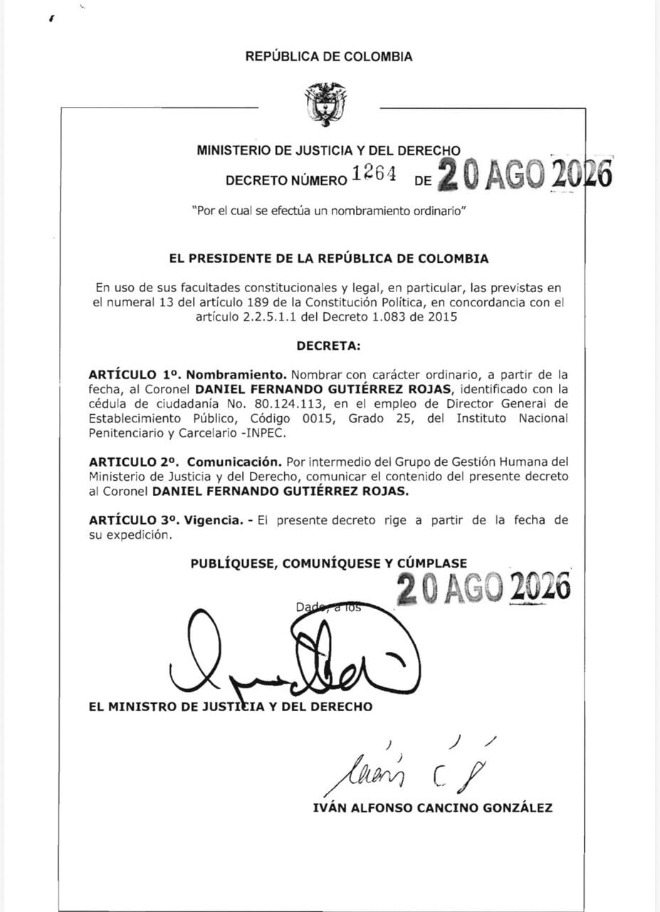 Decreto nombramiento director del Inpec.