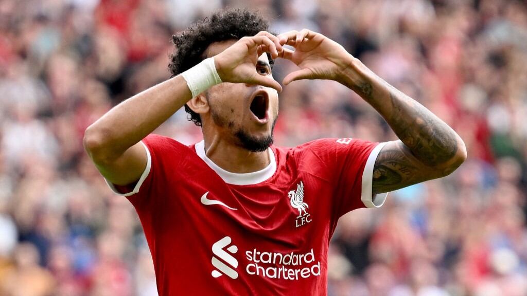 Luis Díaz festeja un gol con el Liverpool