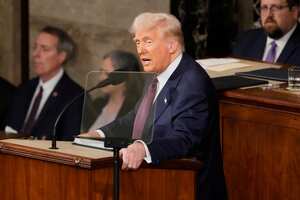President Donald Trump addresses a joint session of Congress at the Capitol in Washington, Tuesday, March 4, 2025. (AP Photo/Ben Curtis)