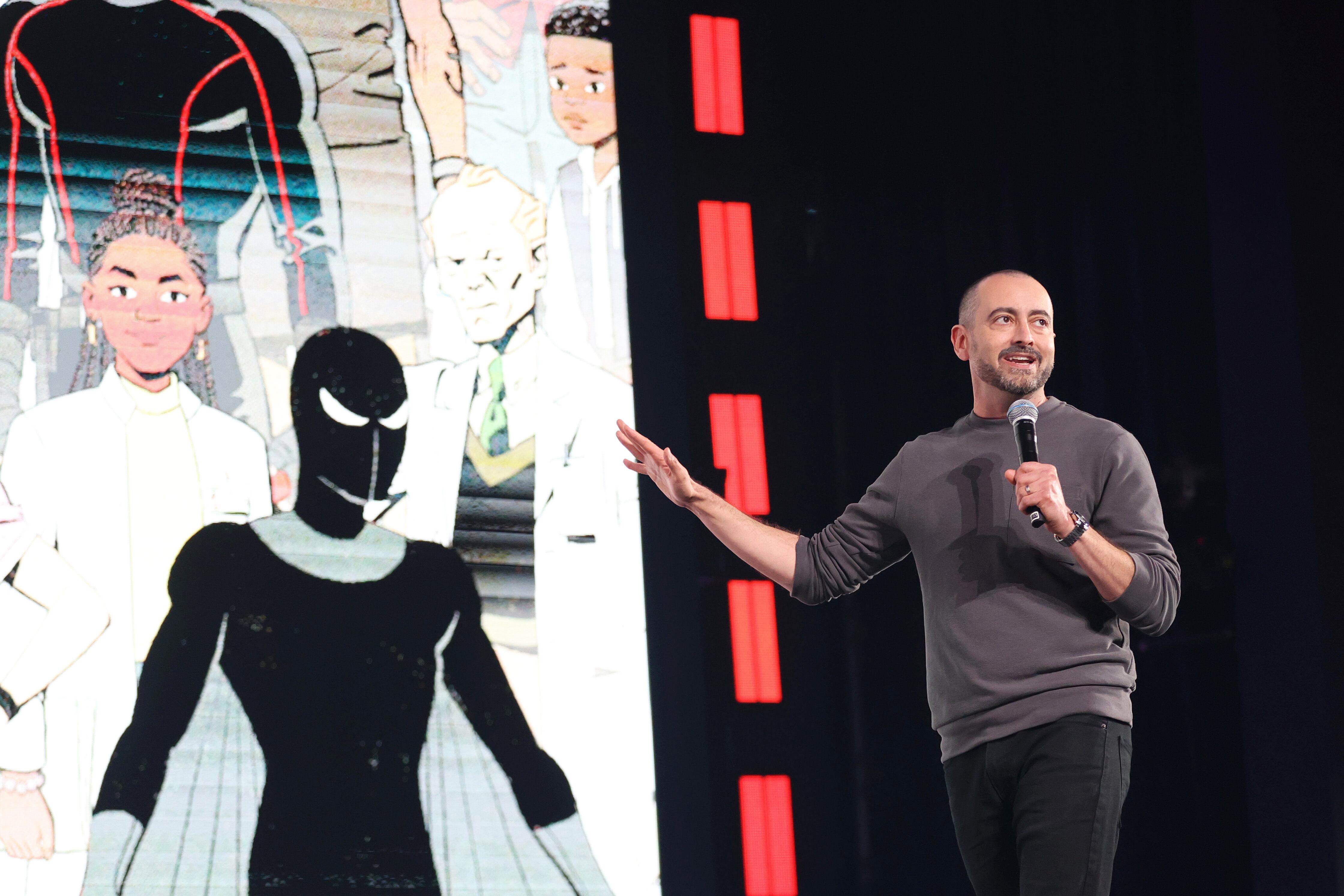 SAO PAULO, BRAZIL - NOVEMBER 09: Brad Winderbaum, Marvel production and development executive, speaks during Day 2 of the D23 Brazil: A Disney Experience at Transamerica Expo Center on November 09, 2024 in Sao Paulo, Brazil.  (Photo by Ricardo Moreira/Getty Images for Disney)