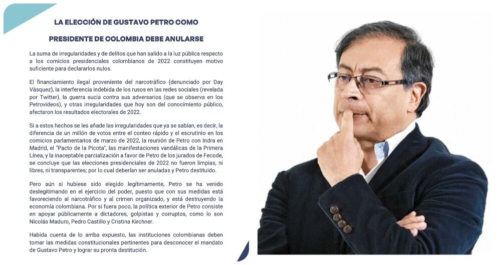 El Foro de Madrid pide la destitución de Gustavo Petro.