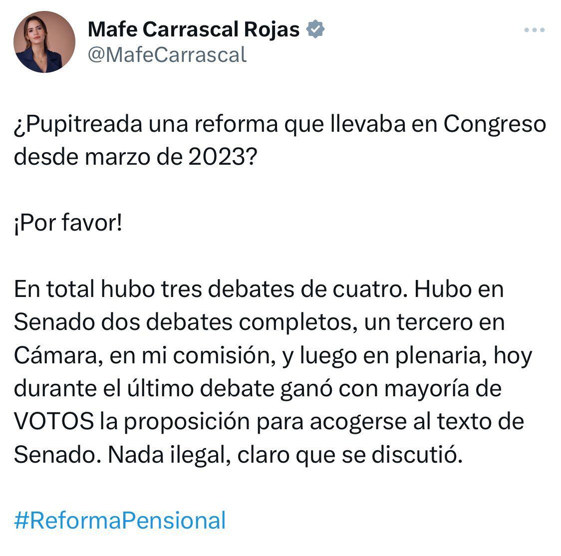 Trino de la representante María Fernanda Carrascal.