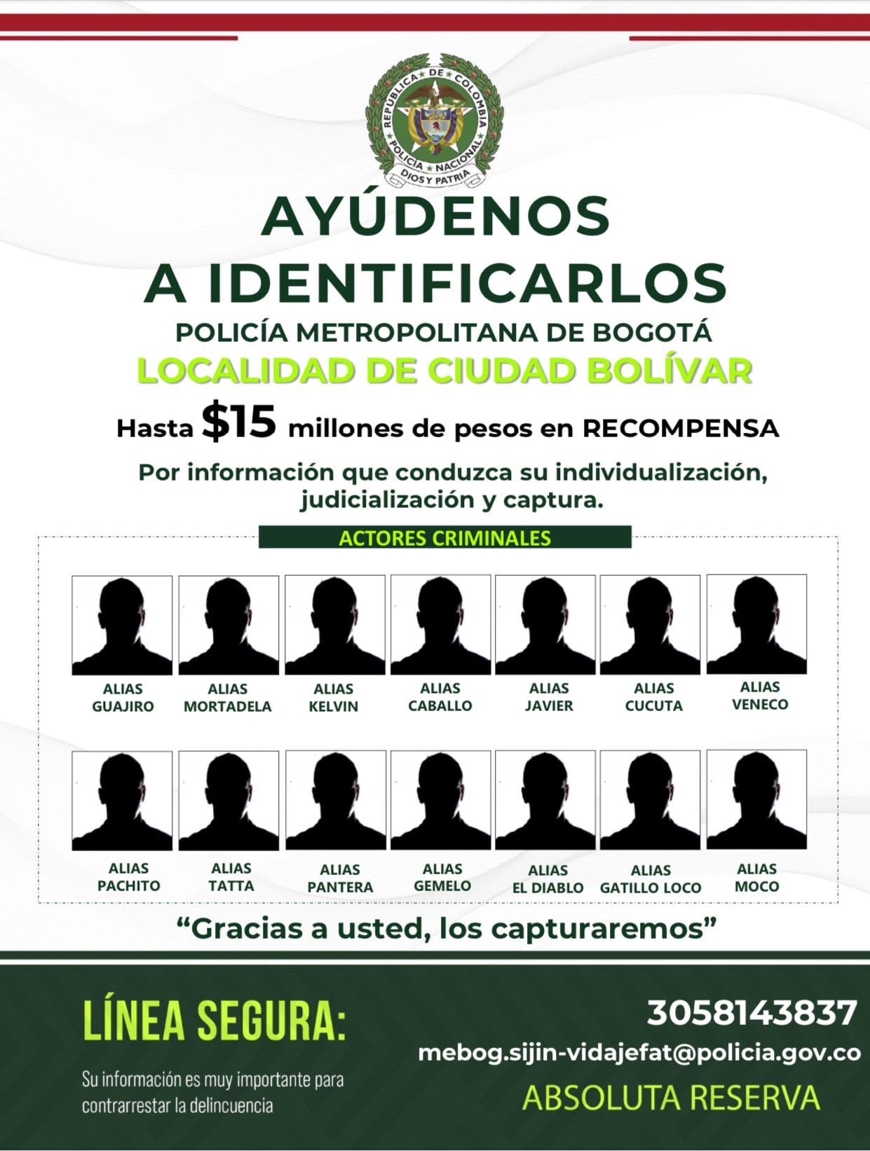 Las autoridades solicitan la colaboración de la ciudadanía para proporcionar información que permita la ubicación y captura de estos criminales.